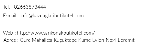 Sar Konak Butik Otel telefon numaralar, faks, e-mail, posta adresi ve iletiim bilgileri